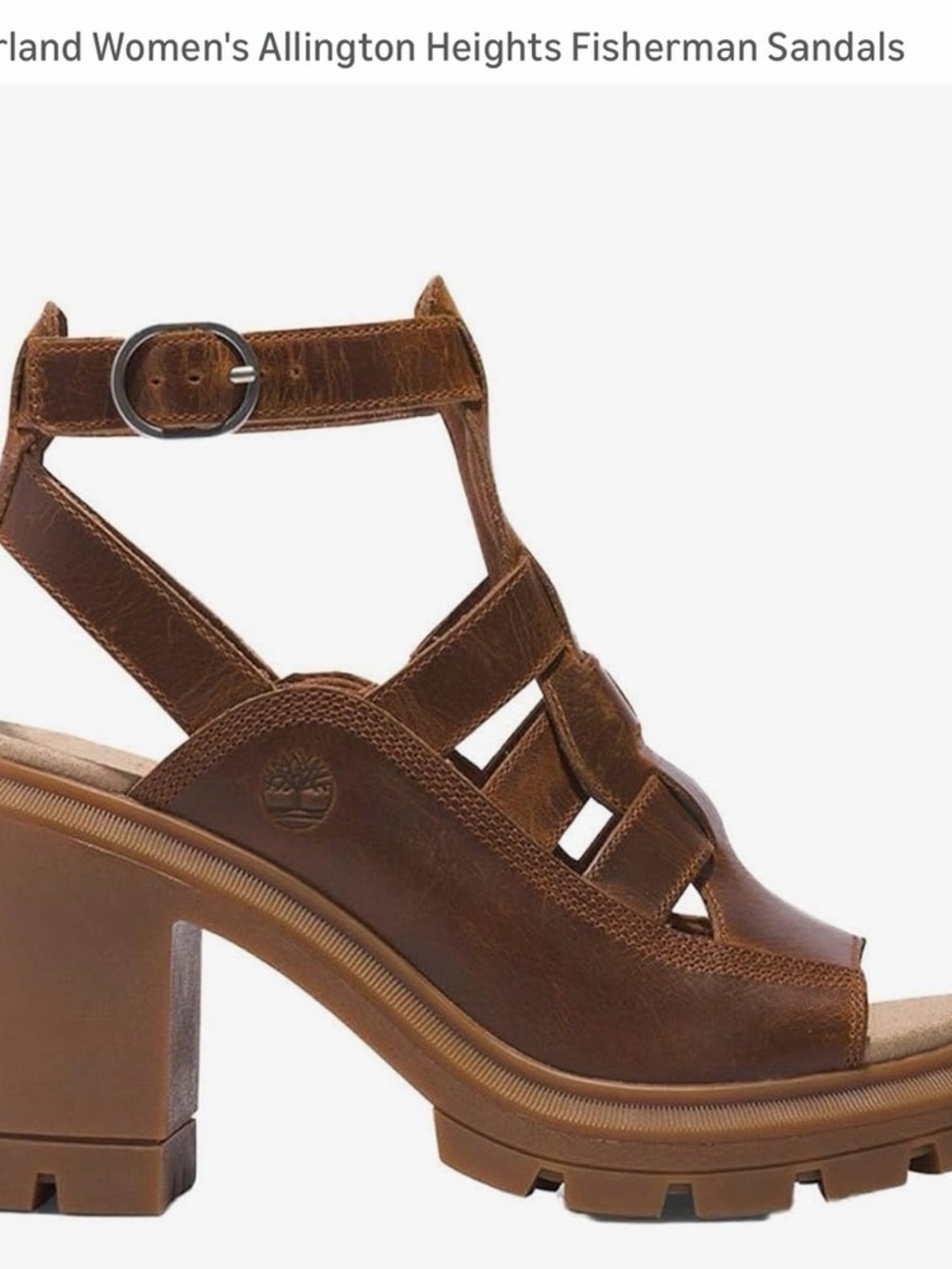 Timberland Brown Leather Strappy Block Heel Sandals